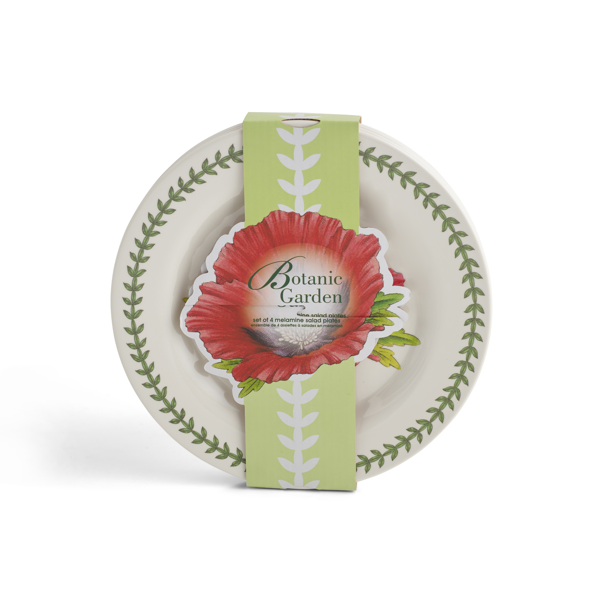 Botanic Garden Melamine Set of 4 Salad Plates, Poppy image number null